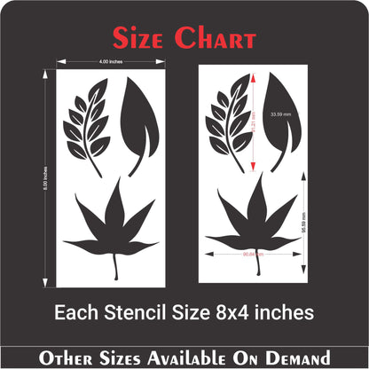 Pack Of 12 Tropical Leaves Reusable Stencil For Canvas And Wall Painting.ID#470