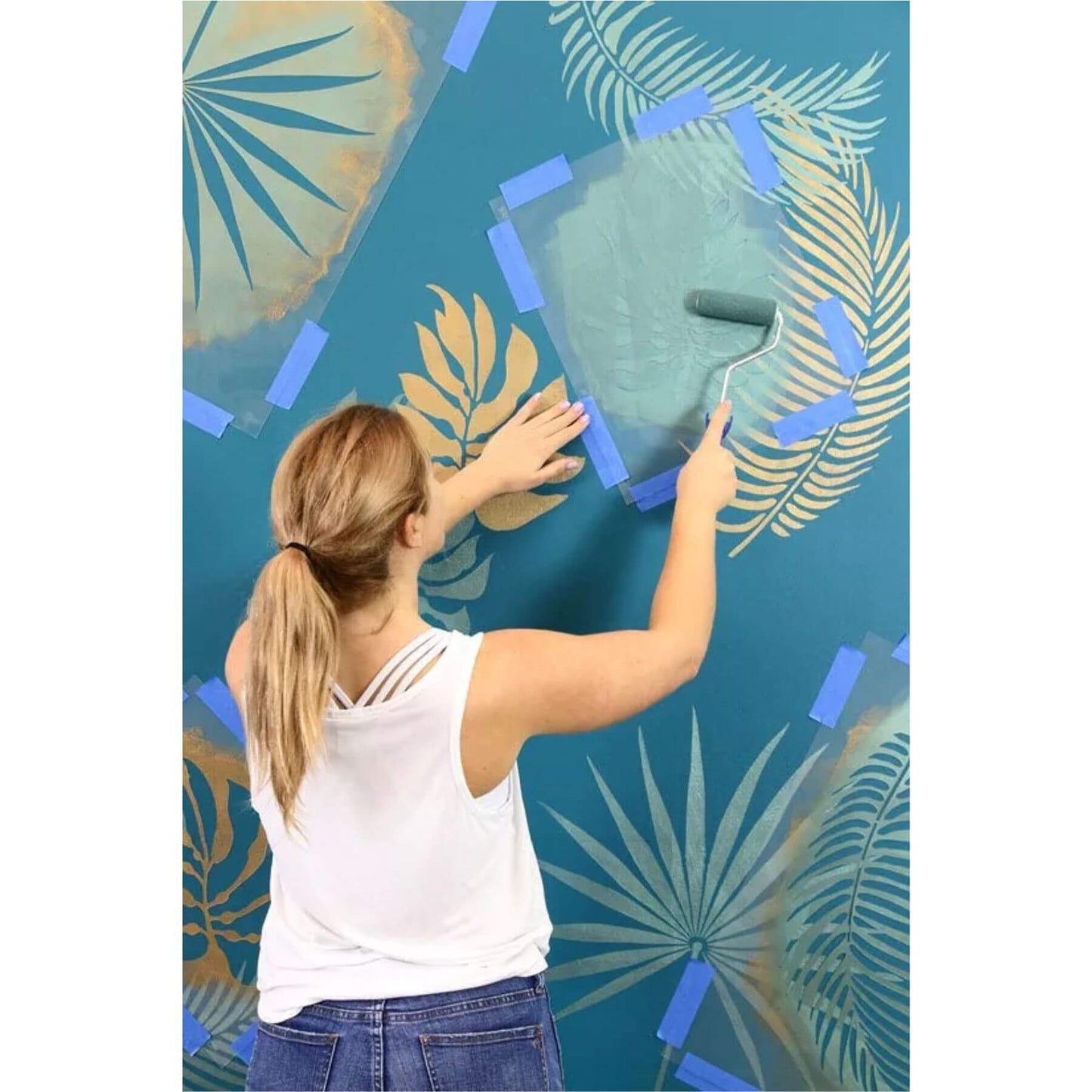 Pack Of 12 Tropical Leaves Reusable Stencil For Canvas And Wall Painting.ID#470