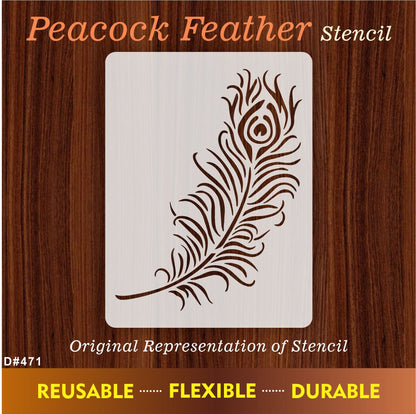 Peacock Feather Reusable Stencil For Canvas And Wall Painting.ID#471