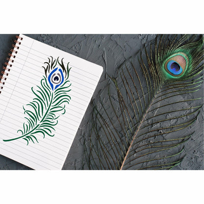Peacock Feather Reusable Stencil For Canvas And Wall Painting.ID#471