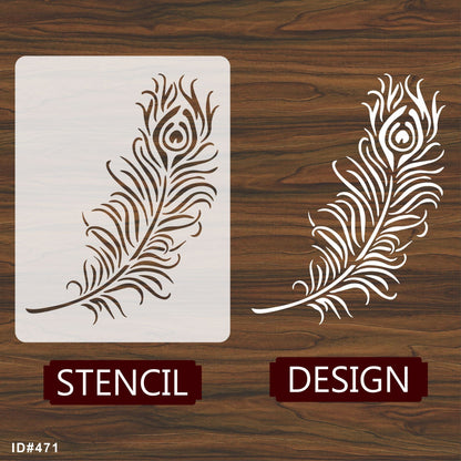 Peacock Feather Reusable Stencil For Canvas And Wall Painting.ID#471
