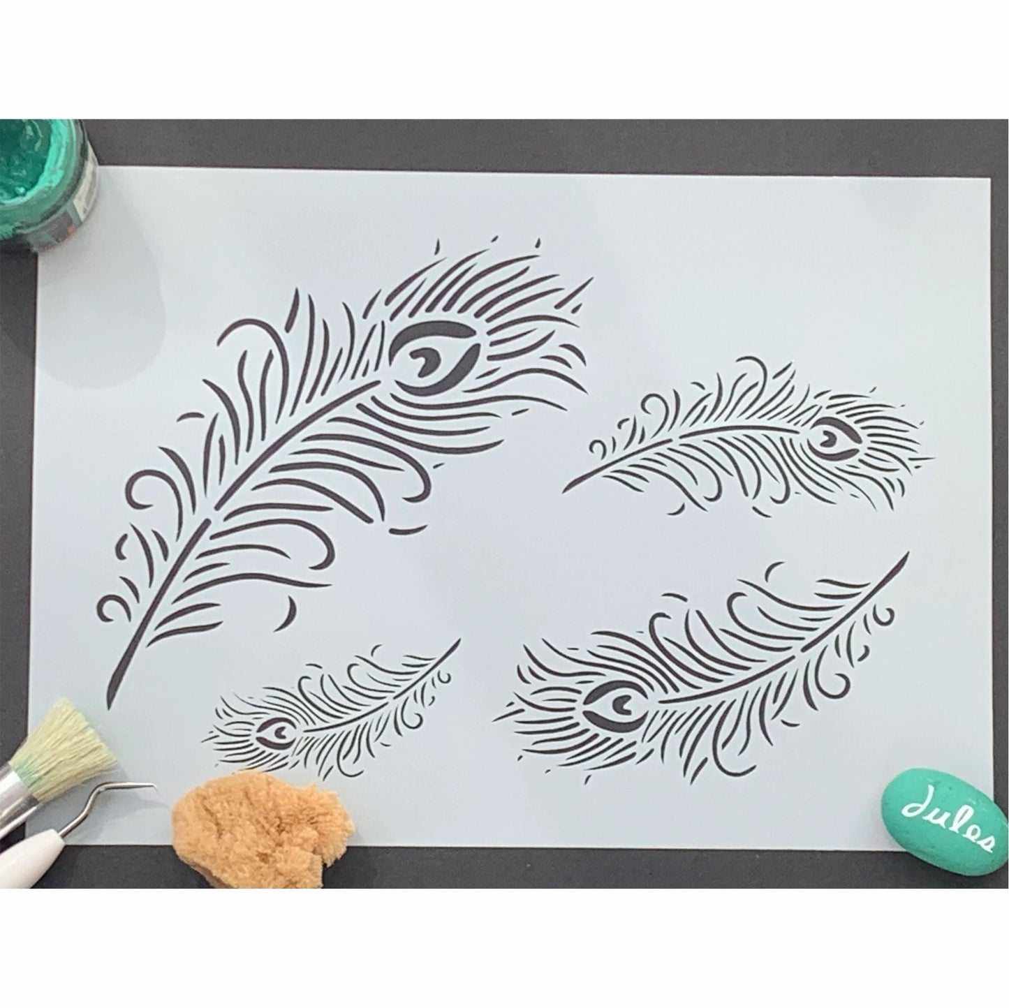 Peacock Feather Reusable Stencil For Canvas And Wall Painting.ID#471