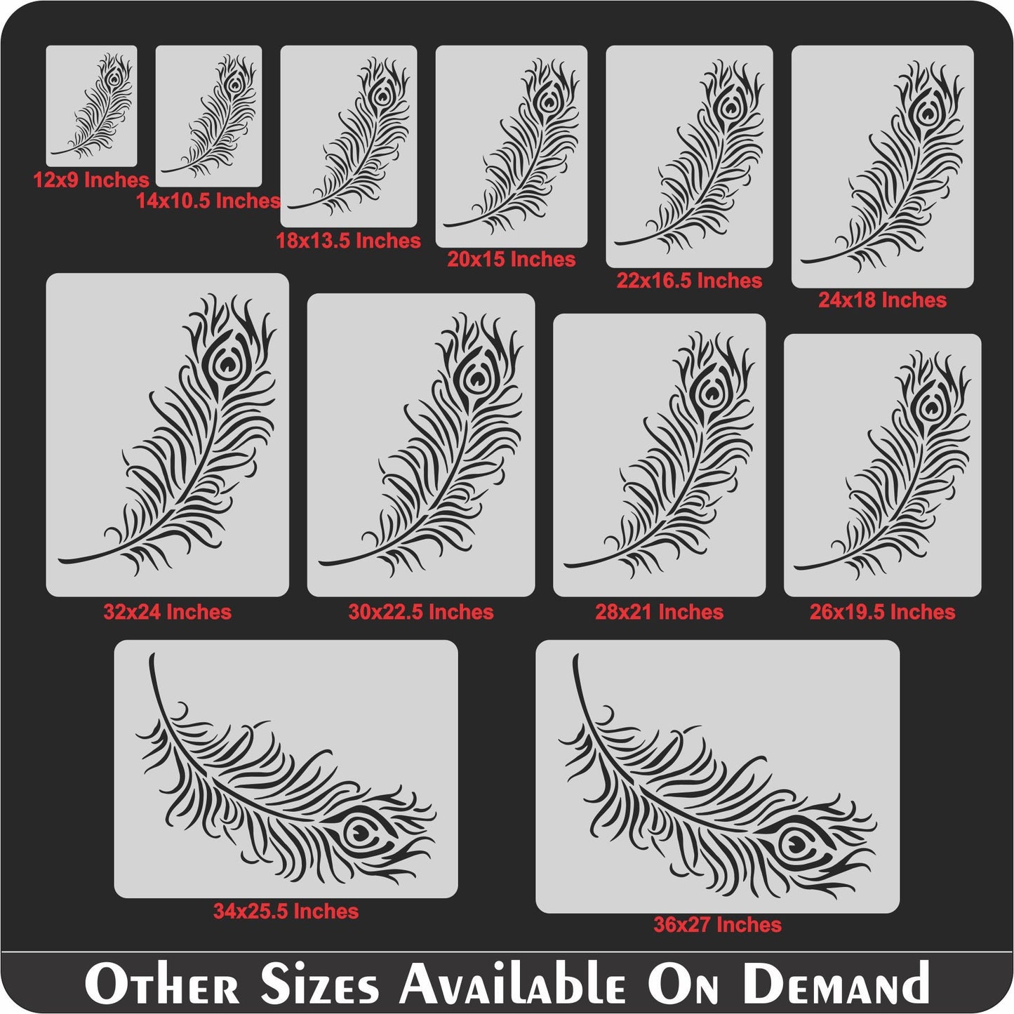 Peacock Feather Reusable Stencil For Canvas And Wall Painting.ID#471