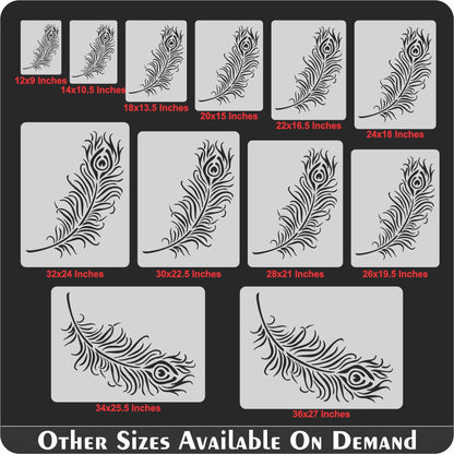 Peacock Feather Reusable Stencil For Canvas And Wall Painting.ID#471