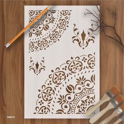 Mandala and Damask Reusable Stencil For Canvas And Wall Painting. ID #475