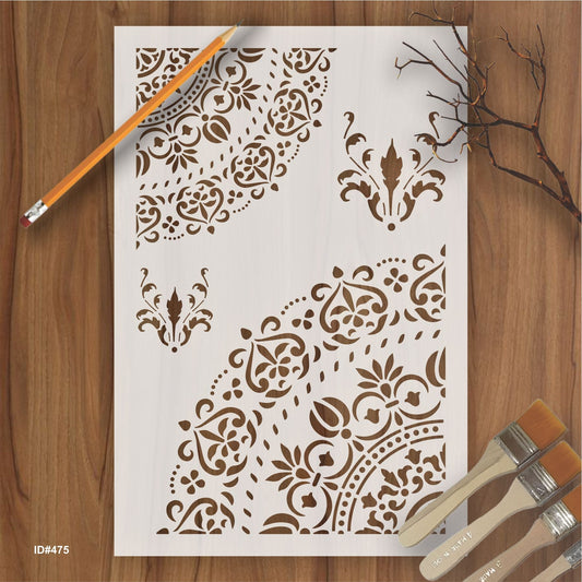 Mandala and Damask Reusable Stencil For Canvas And Wall Painting. ID #475