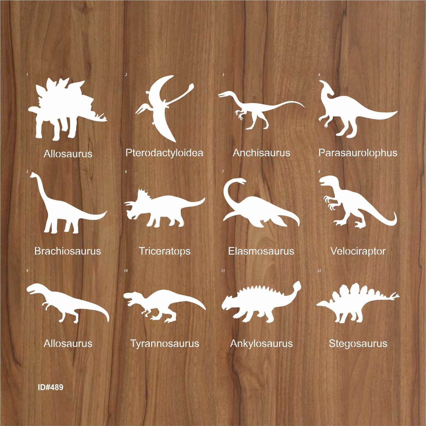 Pack of 12 Dinosaur Stencils For Canvas And Wall Painting Scrapbook Coloring Embossing Album Decorative Template.ID #489