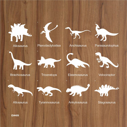 Pack of 12 Dinosaur Stencils For Canvas And Wall Painting Scrapbook Coloring Embossing Album Decorative Template.ID #489