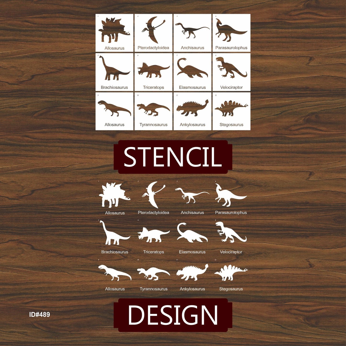 Pack of 12 Dinosaur Stencils For Canvas And Wall Painting Scrapbook Coloring Embossing Album Decorative Template.ID #489