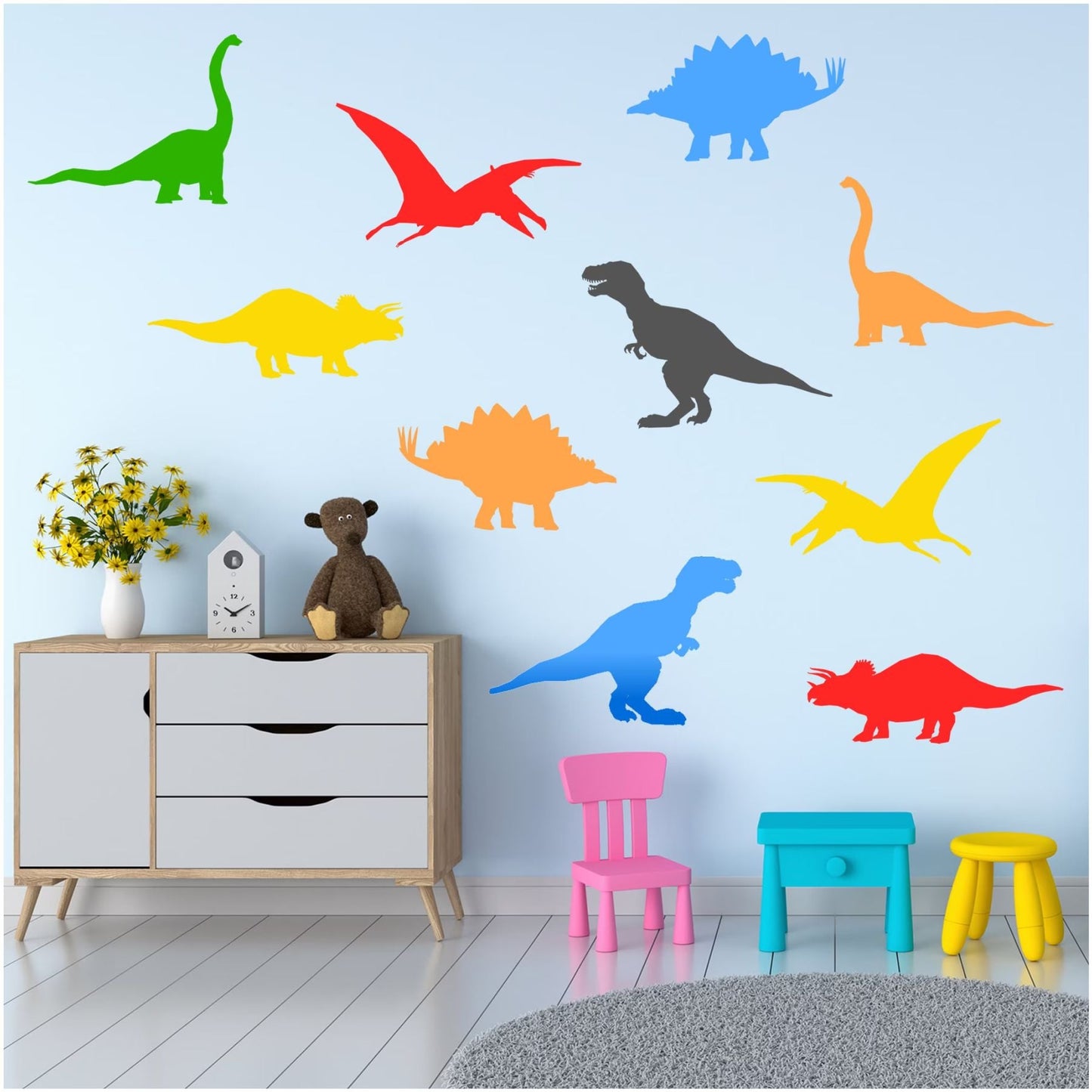 Pack of 12 Dinosaur Stencils For Canvas And Wall Painting Scrapbook Coloring Embossing Album Decorative Template.ID #489