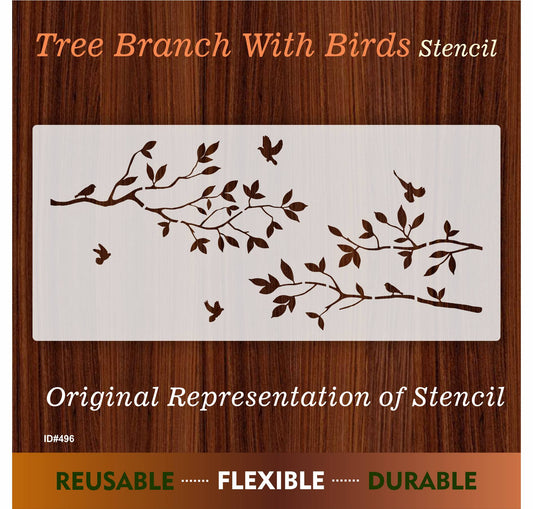 Tree Branch with Birds Stencil Used for Wall Painting Scrapbook Coloring Embossing Album Decorative Template.ID #496