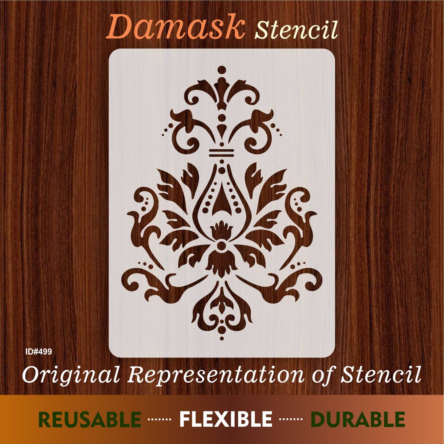 Damask Reusable Stencil Used for Tile, Wood, Floor, Wall. ID #499
