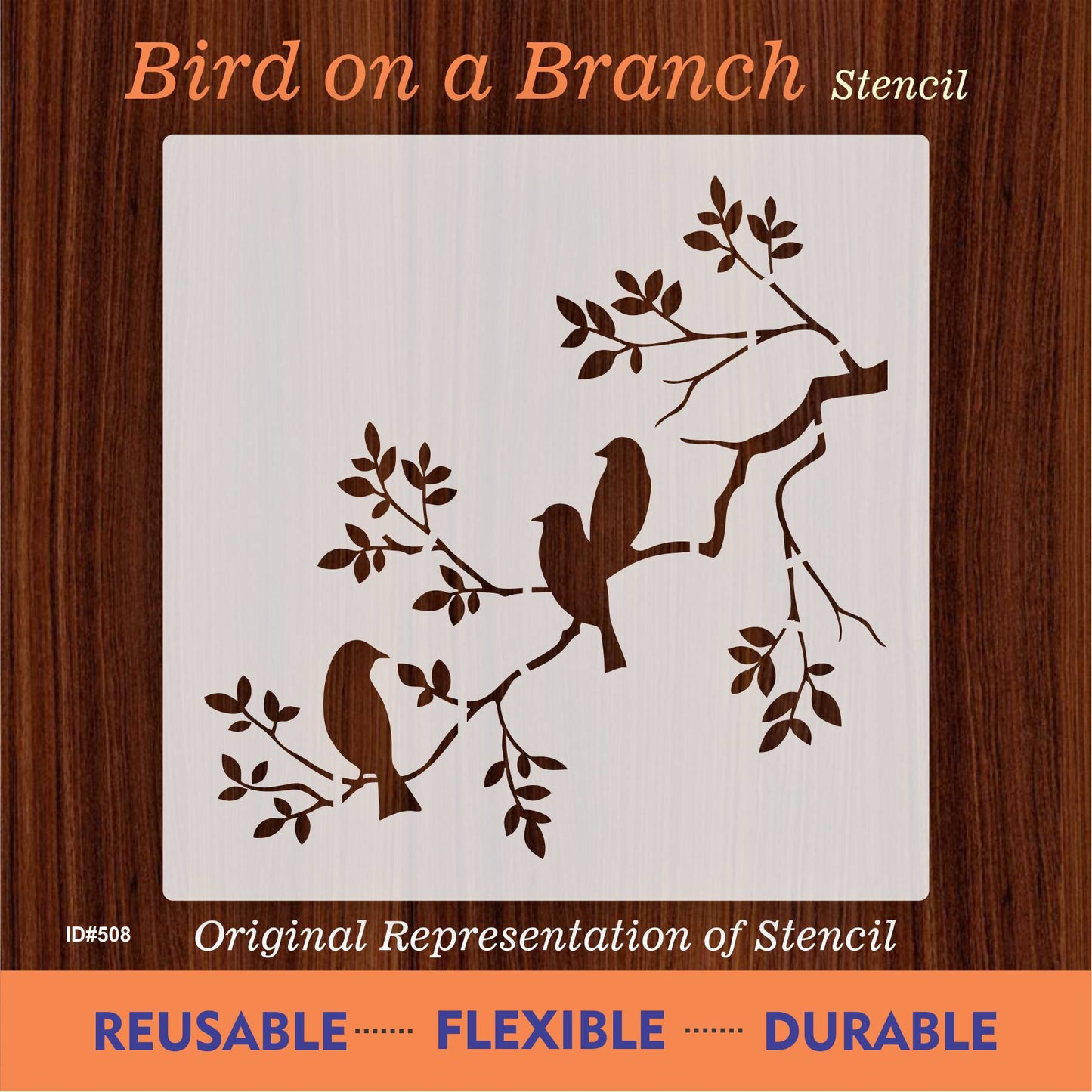 Birds On A Branch Wall Stencil Used for Wall, Wood, Fabrics Decoration Card Template. ID #508