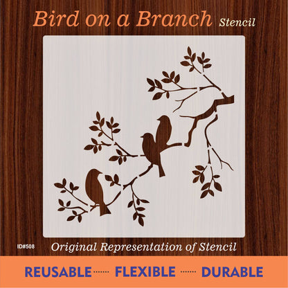 Birds On A Branch Wall Stencil Used for Wall, Wood, Fabrics Decoration Card Template. ID #508