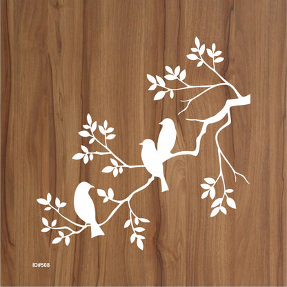 Birds On A Branch Wall Stencil Used for Wall, Wood, Fabrics Decoration Card Template. ID #508