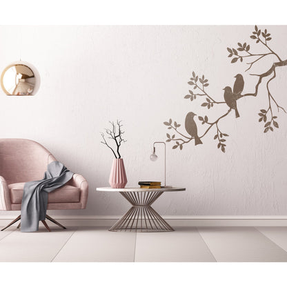 Birds On A Branch Wall Stencil Used for Wall, Wood, Fabrics Decoration Card Template. ID #508