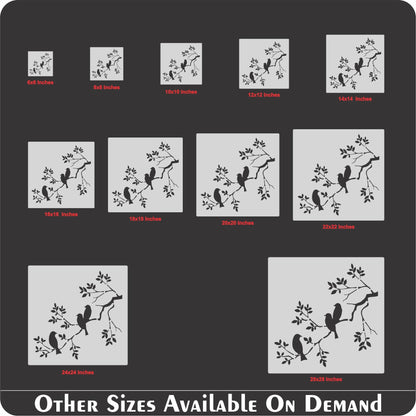 Birds On A Branch Wall Stencil Used for Wall, Wood, Fabrics Decoration Card Template. ID #508
