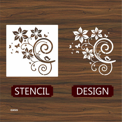 Fashion Vine Flower Butterfly Stencil Used For Wall, Wood and Fabric. ID #509