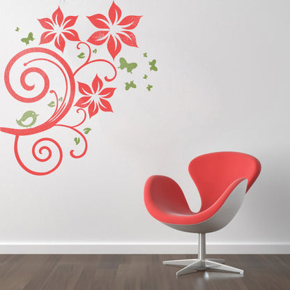 Fashion Vine Flower Butterfly Stencil Used For Wall, Wood and Fabric. ID #509