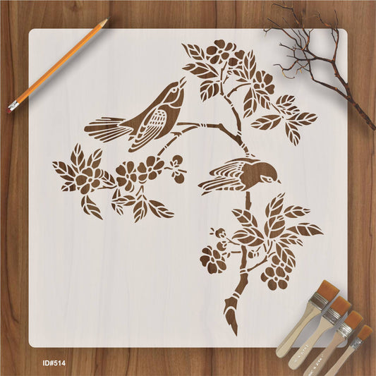 Flower and Bird Stencil Used for Wall Painting Scrapbook Coloring Embossing Album Decorative Template. ID #514