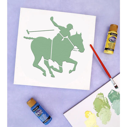 Man on Horse Stencil Used for Canvas and Wall Painting Scrapbooking Stamping Embossing Album Paper Card Template. ID #518
