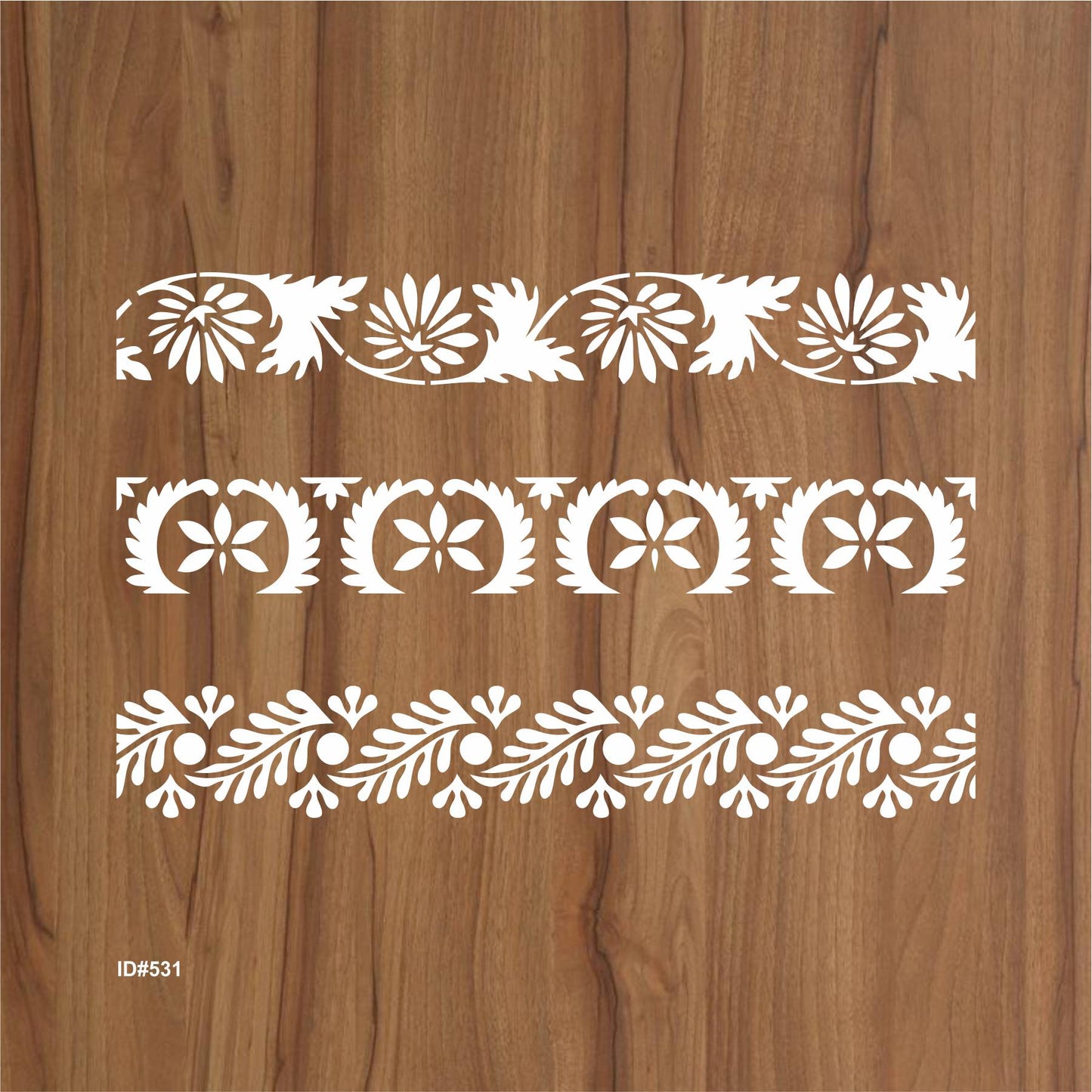 Florel Border Reusable Stencil for Painting Templates with Metal Open Ring for DIY Painting on Wood Wall Furniture Home. ID #531
