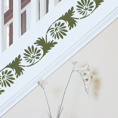 Florel Border Reusable Stencil for Painting Templates with Metal Open Ring for DIY Painting on Wood Wall Furniture Home. ID #531
