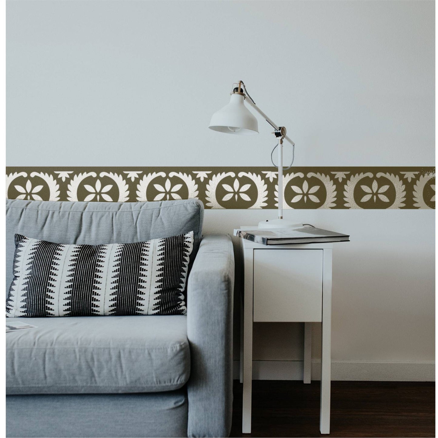 Florel Border Reusable Stencil for Painting Templates with Metal Open Ring for DIY Painting on Wood Wall Furniture Home. ID #531