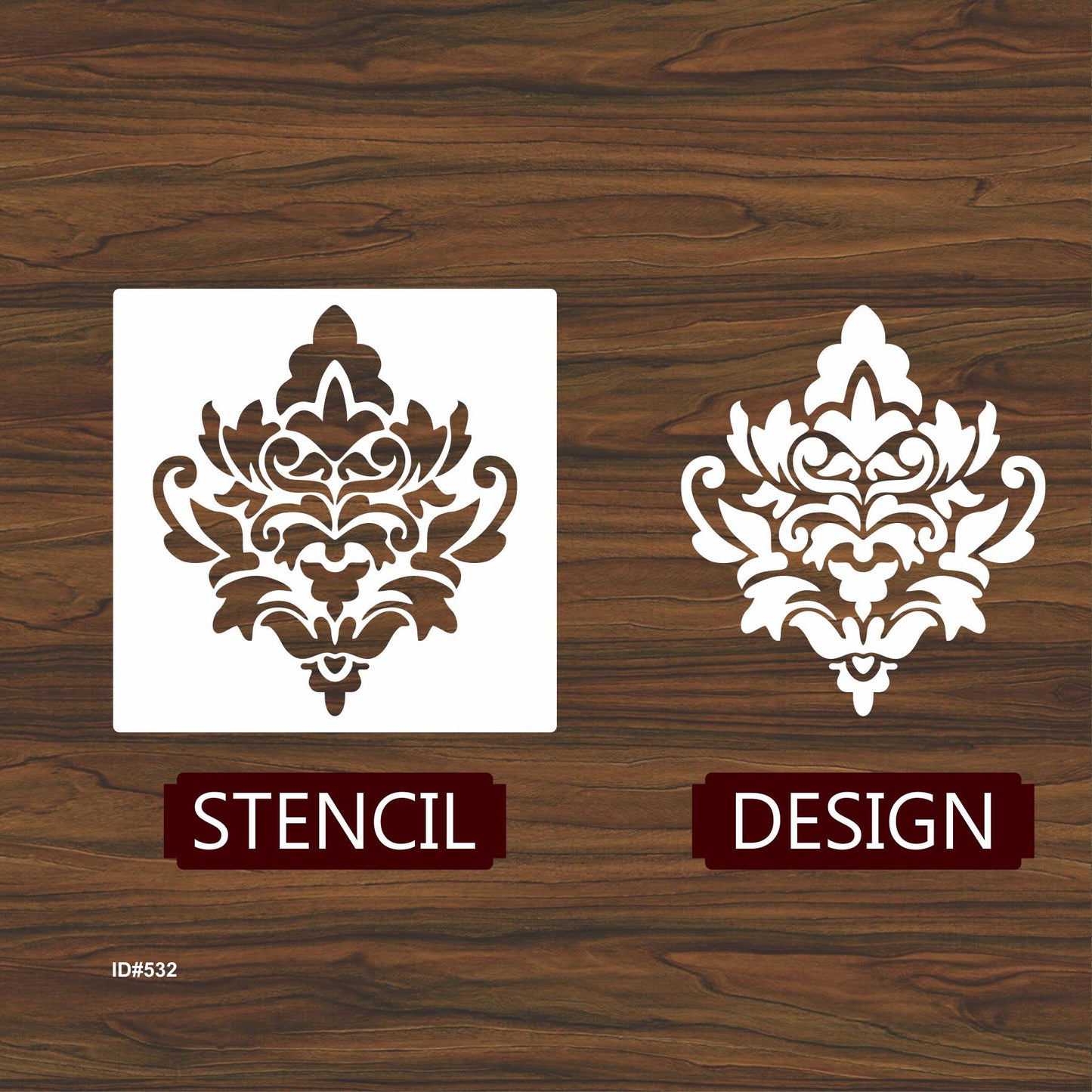 Embellishment Damask Stencil for Painting on Wood, Canvas, Paper, Fabric, Floor, Wall. ID #532