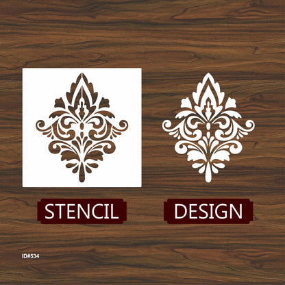 Elegant Damask Stencil Used for Painting on Wood, Canvas, Paper, Fabric, Floor, Wall. ID #534
