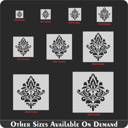 Elegant Damask Stencil Used for Painting on Wood, Canvas, Paper, Fabric, Floor, Wall. ID #534