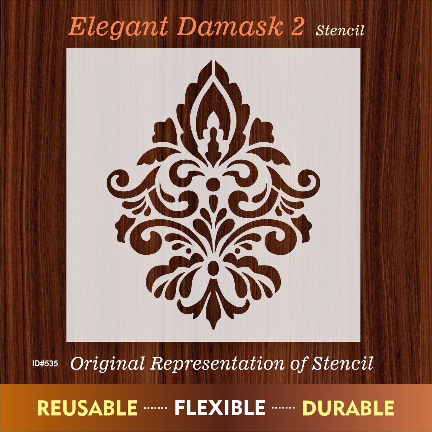 Elegant Damask 2 for Painting on Wood, Canvas, Paper, Fabric, Floor, Wall. ID #535