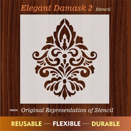 Elegant Damask 2 for Painting on Wood, Canvas, Paper, Fabric, Floor, Wall. ID #535