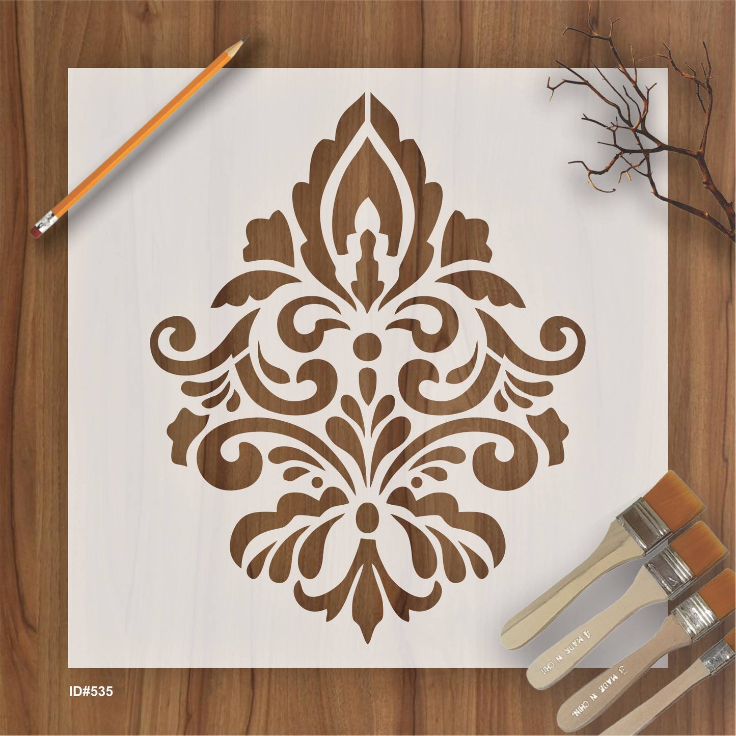 Elegant Damask 2 for Painting on Wood, Canvas, Paper, Fabric, Floor, Wall. ID #535