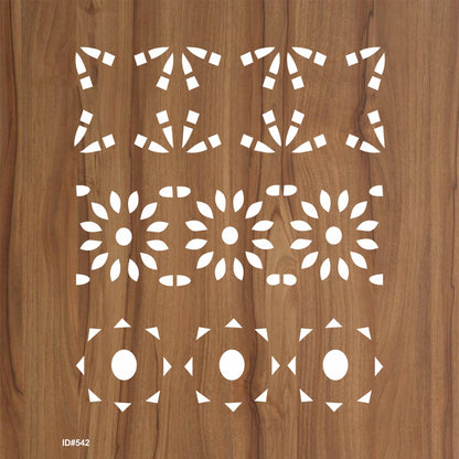 Geometric Floral Border Stencil for Walls, Wood & Fabric – Reusable Mylar Pattern – ID# 129