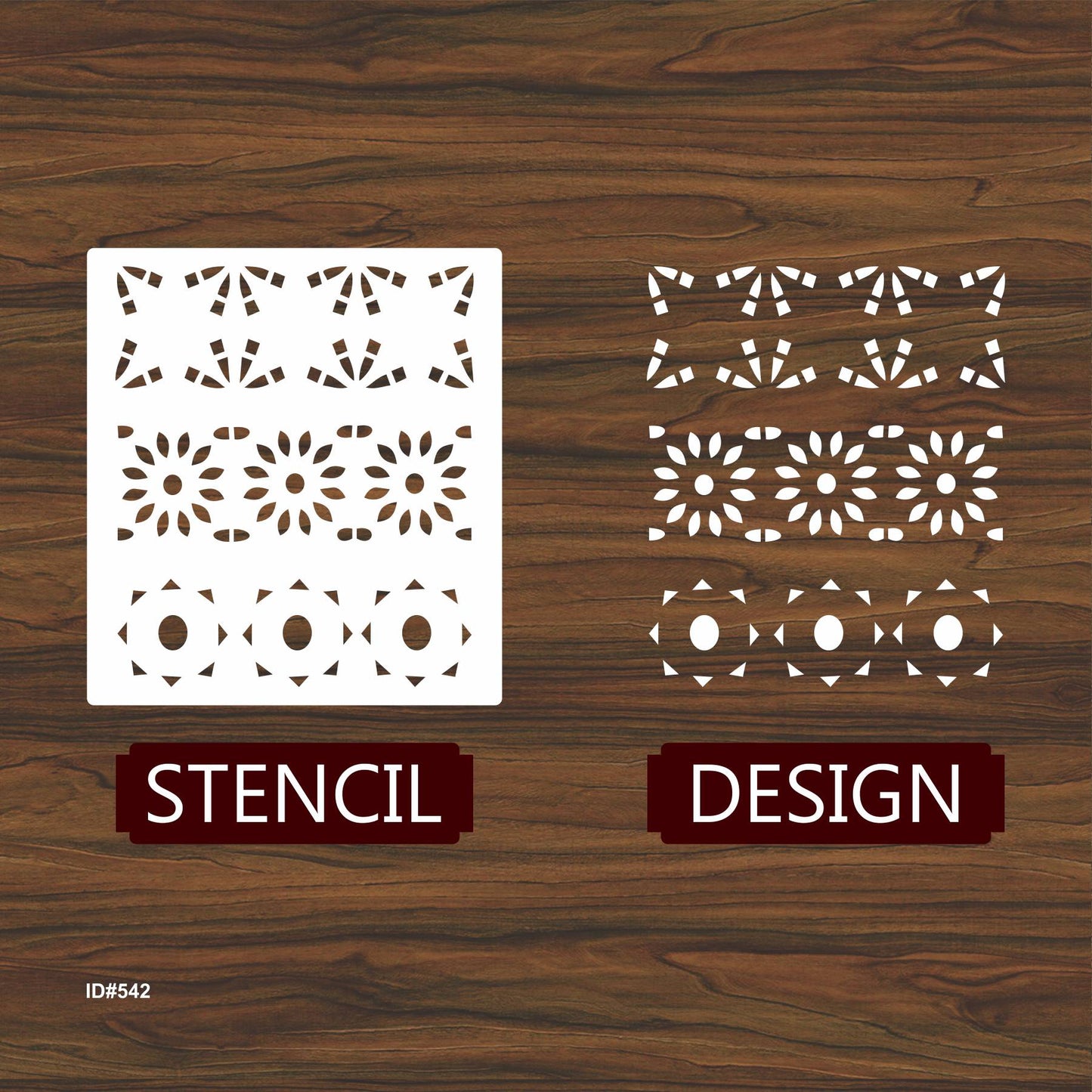 Geometric Floral Border Stencil for Walls, Wood & Fabric – Reusable Mylar Pattern – ID# 129