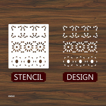 Geometric Floral Border Stencil for Walls, Wood & Fabric – Reusable Mylar Pattern – ID# 129