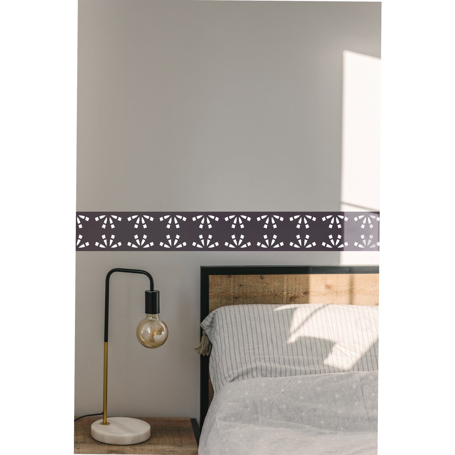 Geometric Floral Border Stencil for Walls, Wood & Fabric – Reusable Mylar Pattern – ID# 129