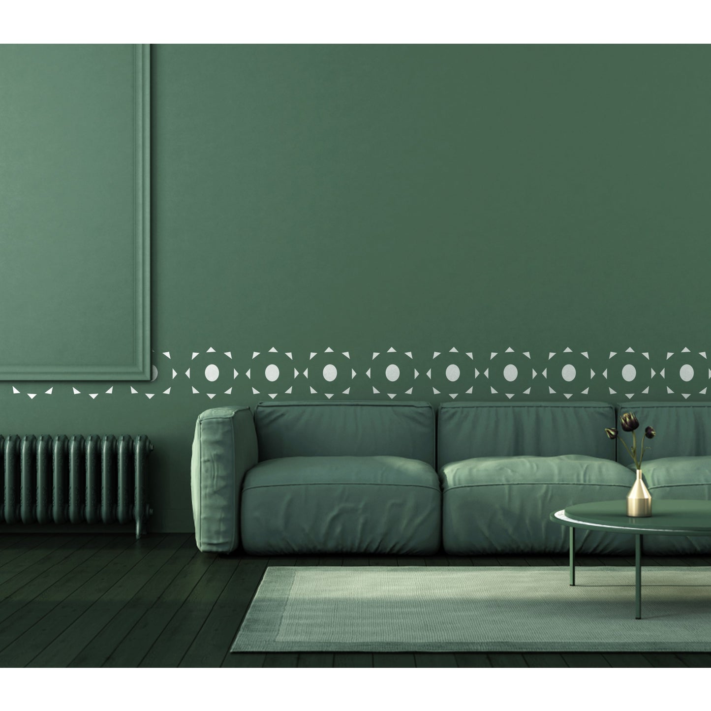 Geometric Floral Border Stencil for Walls, Wood & Fabric – Reusable Mylar Pattern – ID# 129