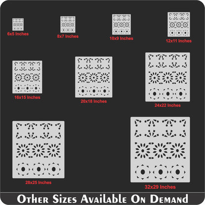 Geometric Floral Border Stencil for Walls, Wood & Fabric – Reusable Mylar Pattern – ID# 129