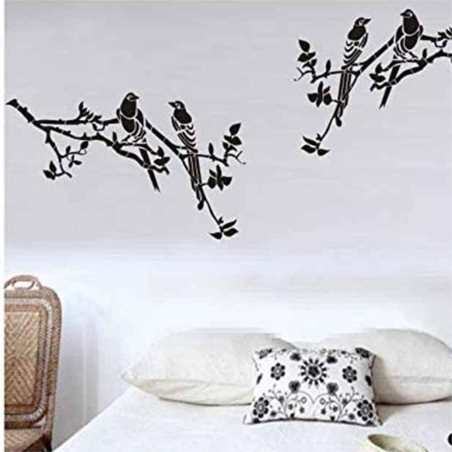 Bird on Tree Branch Wall Painting Scrapbook Coloring Embossing Album Decorative Template. ID #544