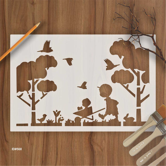 Tree and Bird Stencil For Furniture Walls Painting Decoration Layering Plastic DIY Coloring Embossing. ID #568