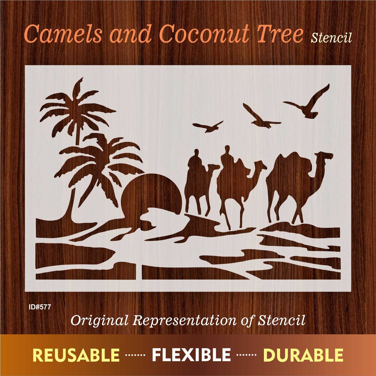 Camles and Coconut Tree stencil for Painting stencils stamp photo album embossed paper card on wood, fabric, wall ID#577