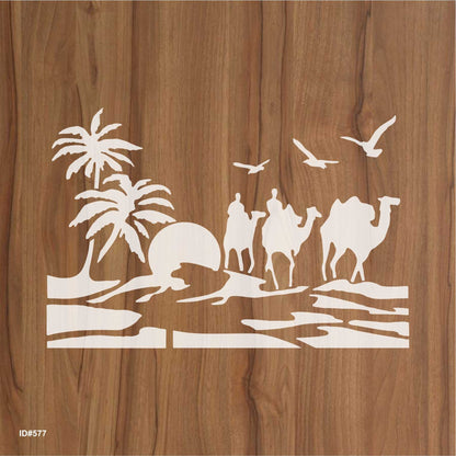 Camles and Coconut Tree stencil for Painting stencils stamp photo album embossed paper card on wood, fabric, wall ID#577