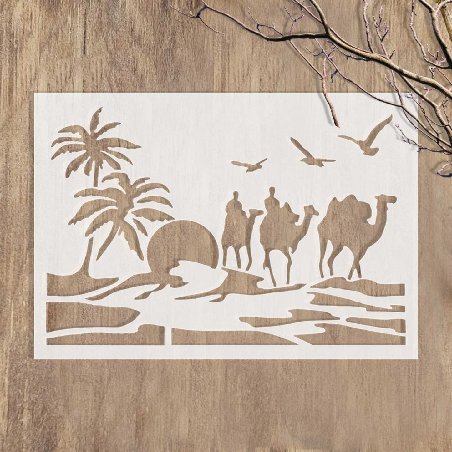 Camles and Coconut Tree stencil for Painting stencils stamp photo album embossed paper card on wood, fabric, wall ID#577