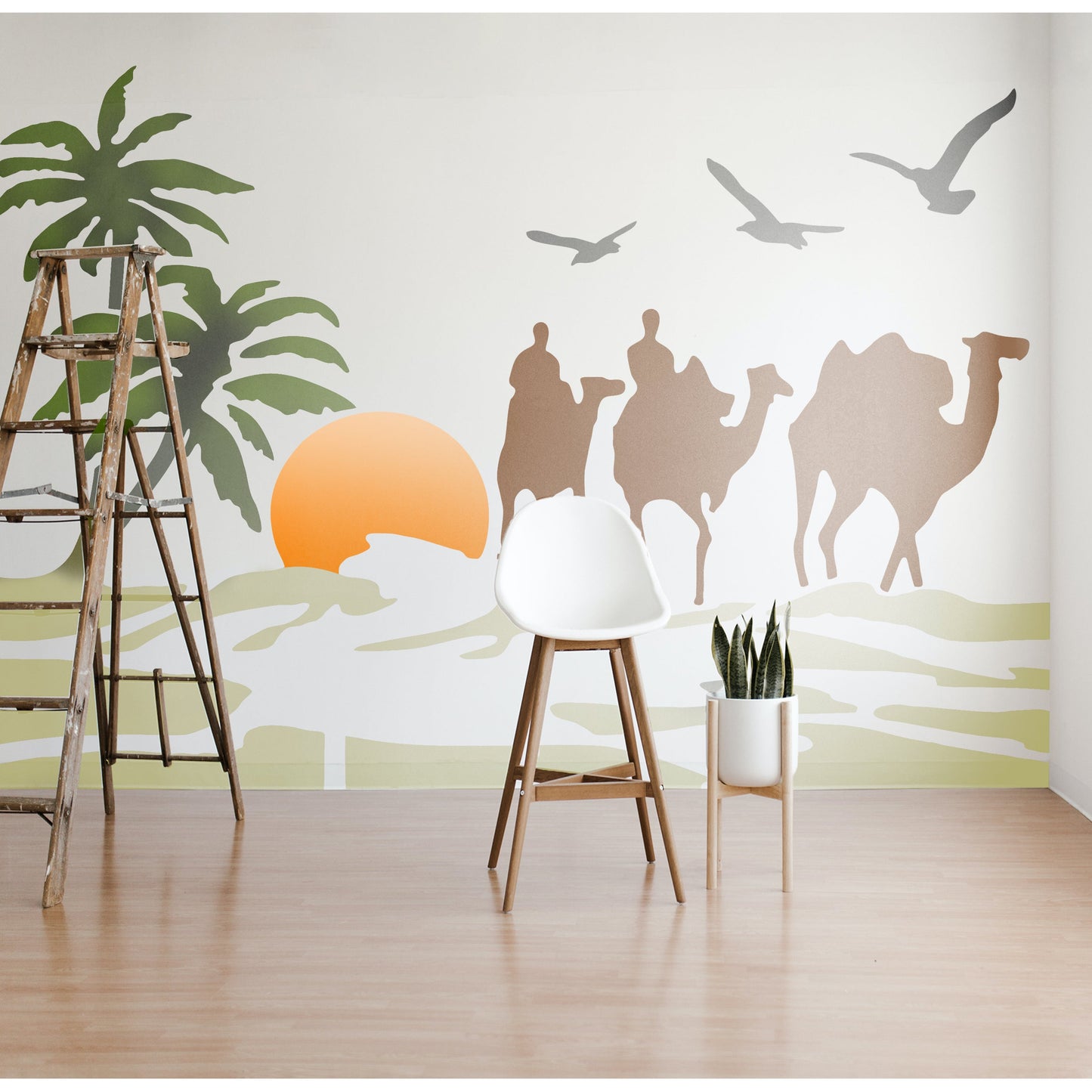 Camles and Coconut Tree stencil for Painting stencils stamp photo album embossed paper card on wood, fabric, wall ID#577