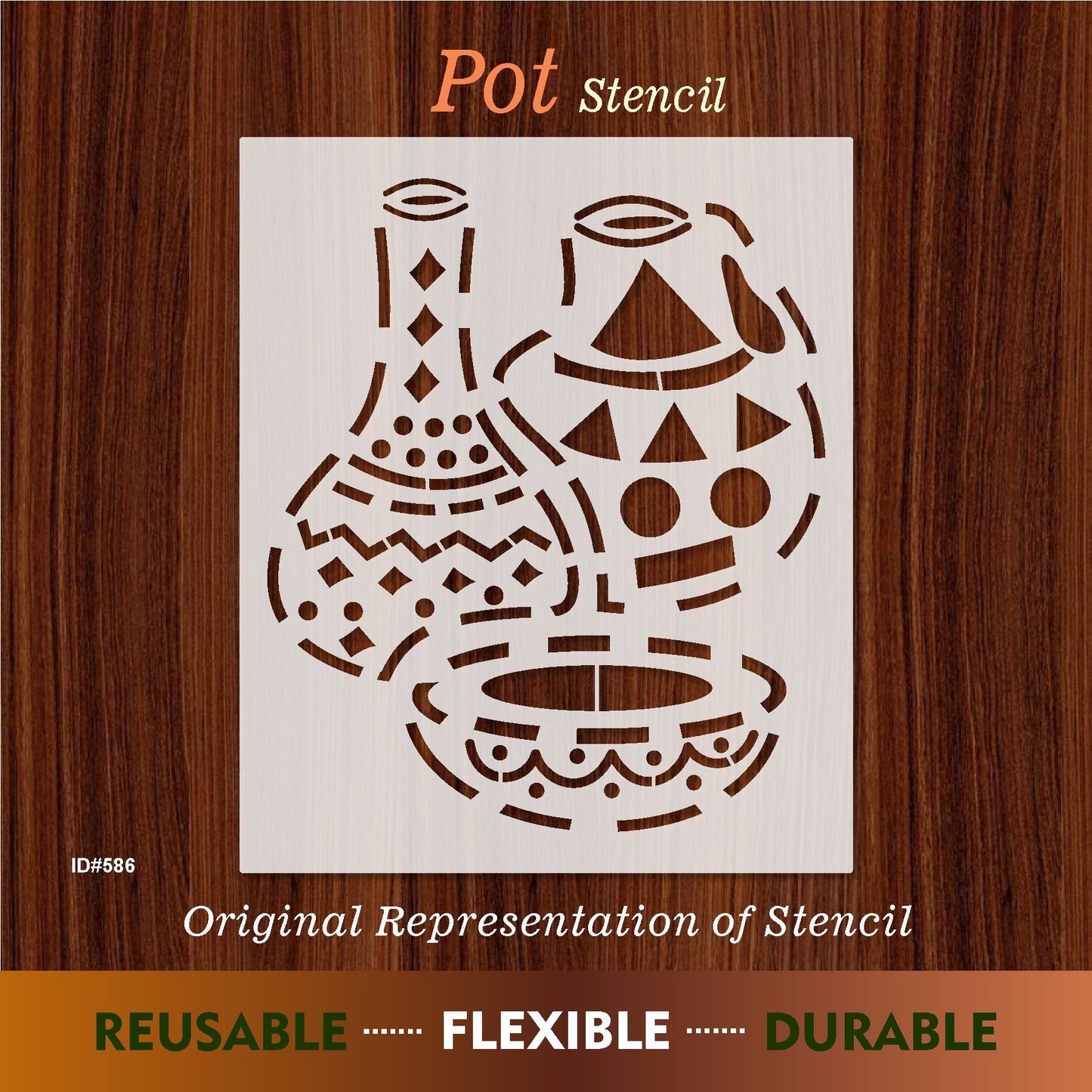 Tribal Pottery Stencil for Walls, Fabric & Furniture – Traditional Clay Vessel Design – ID#586