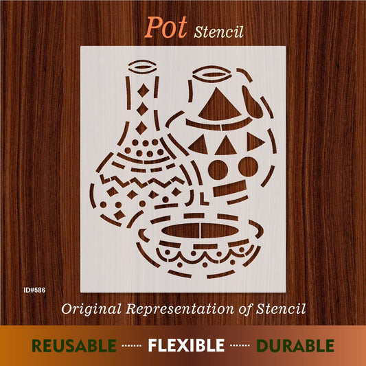 Tribal Pottery Stencil for Walls, Fabric & Furniture – Traditional Clay Vessel Design – ID#586