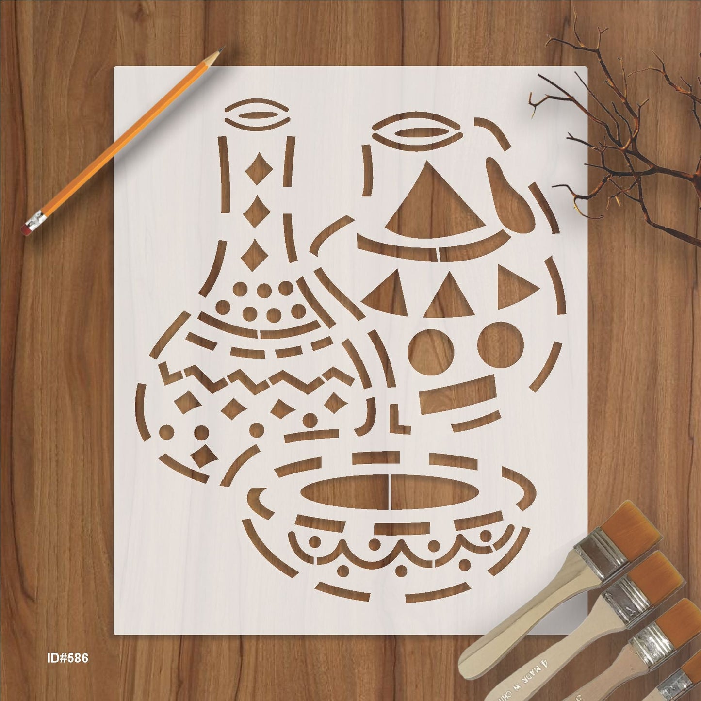 Tribal Pottery Stencil for Walls, Fabric & Furniture – Traditional Clay Vessel Design – ID#586
