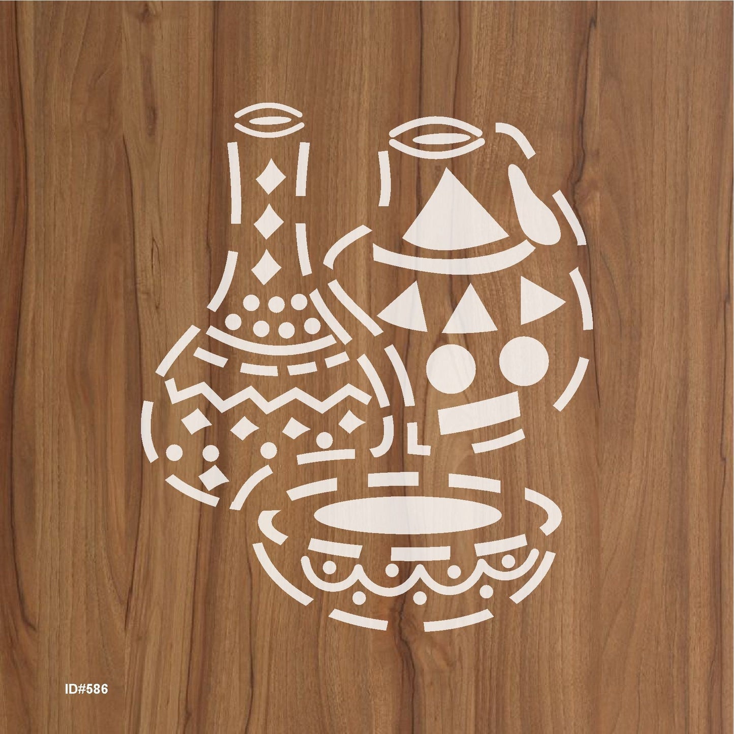 Tribal Pottery Stencil for Walls, Fabric & Furniture – Traditional Clay Vessel Design – ID#586